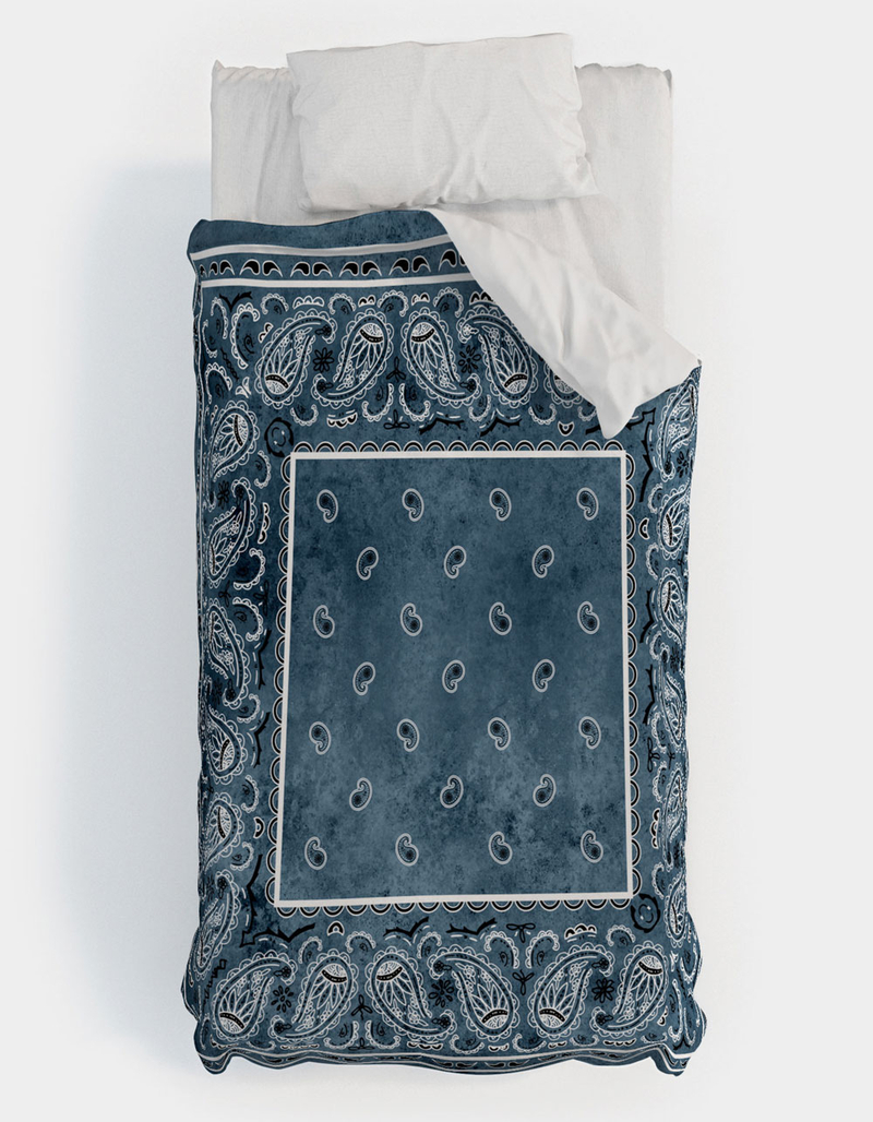 DENY DESIGNS The Bandana Blanket Company Blue Bandana Twin XL Duvet Cover image number 0