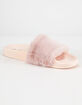 QUPID Faux Fur Pink Womens Sandals image number 1