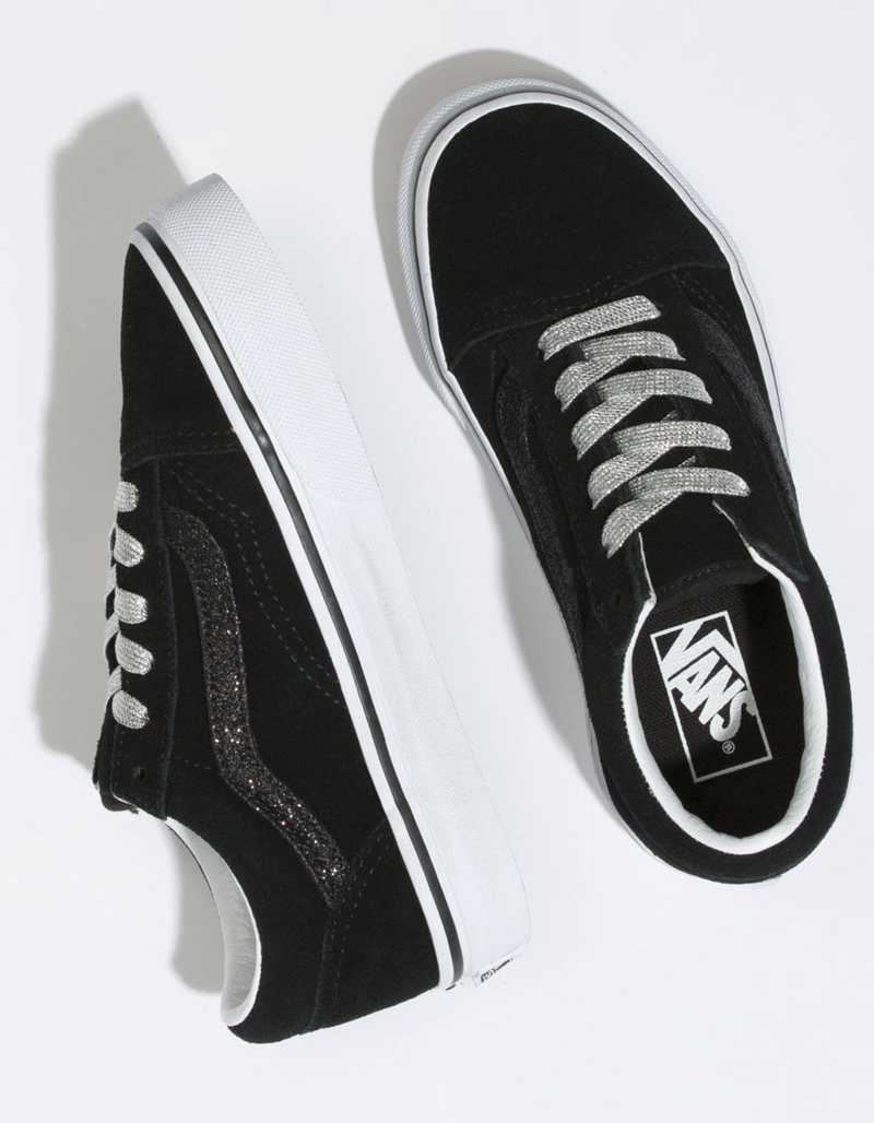 VANS Glitter Sidestripe Old Skool Black & True White Girls Shoes image number 1