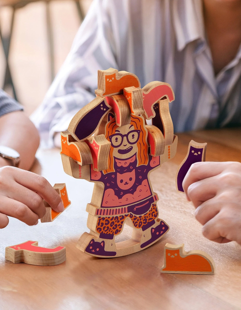 FRED & FRIENDS Crazy Cat Lady Wooden Stacking Game image number 4