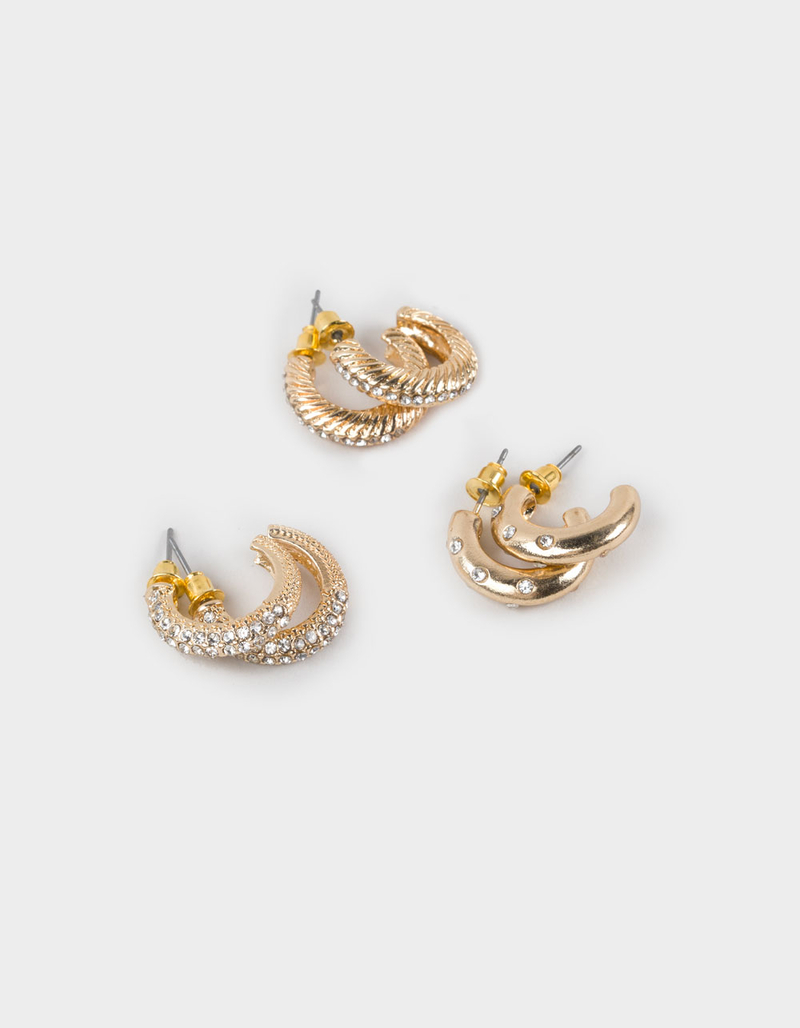 FULL TILT 3 Pack Textured Hoop Earrings image number 0