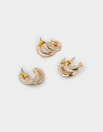 FULL TILT 3 Pack Textured Hoop Earrings Primary Image