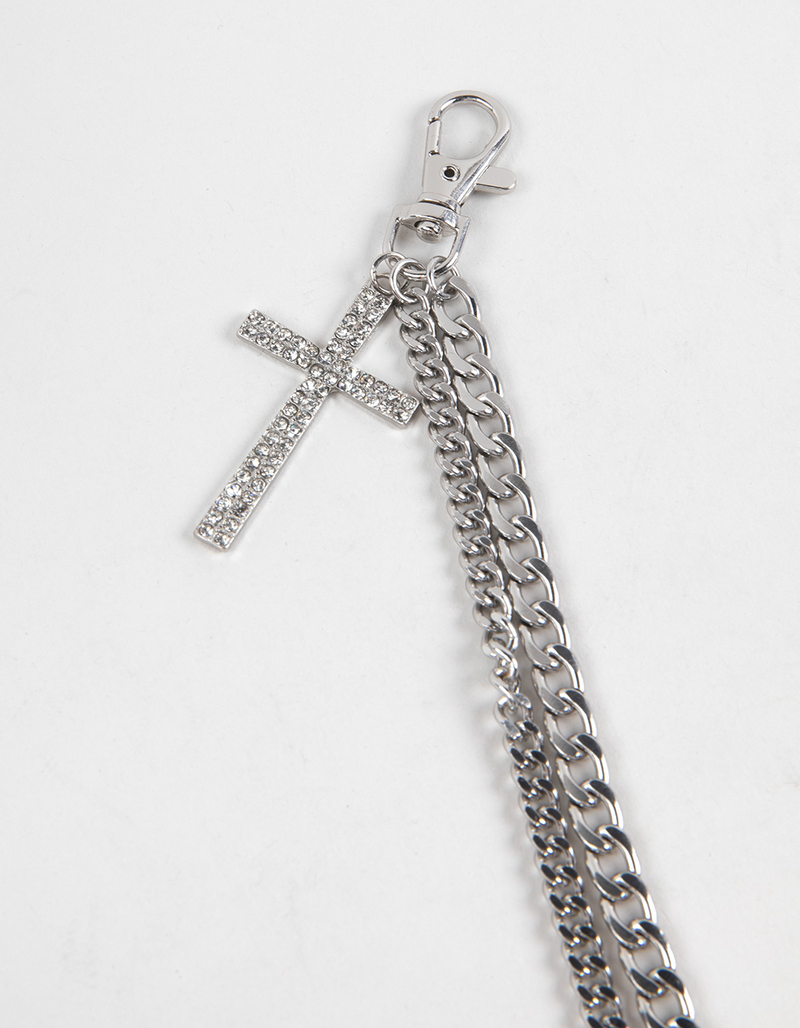 RSQ Mens Rhinestone Cross Wallet Chain image number 1