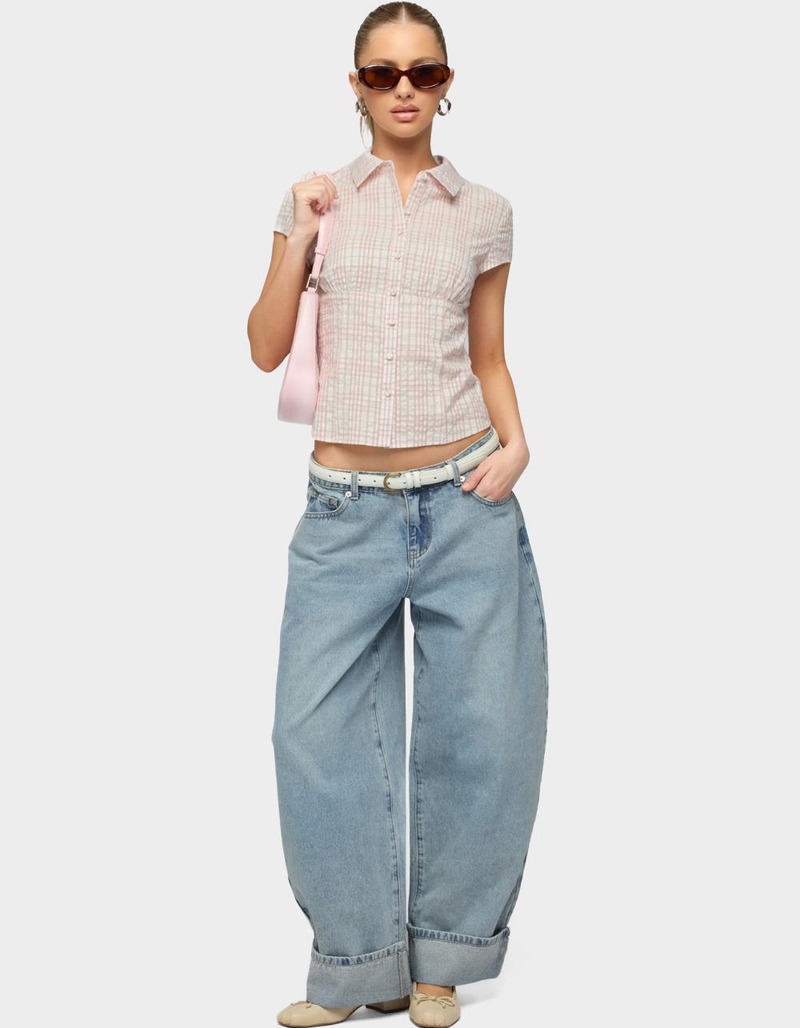 EDIKTED Naiah Plaid Tailored Button Up Shirt image number 4