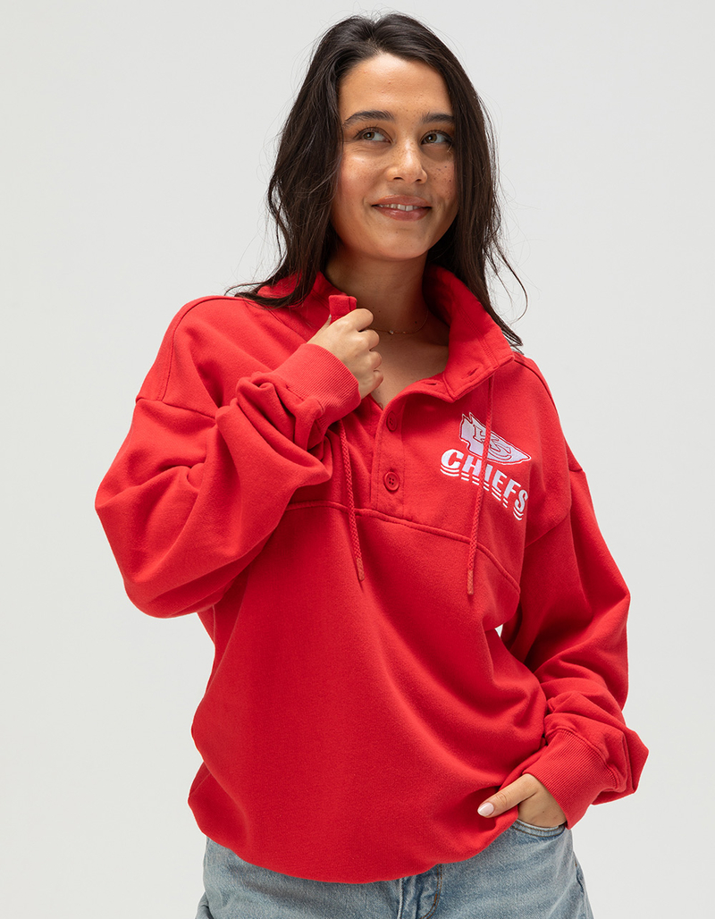 JUNK FOOD Kansas City Chiefs Mock 1/4 Button Up Sweatshirt image number 3