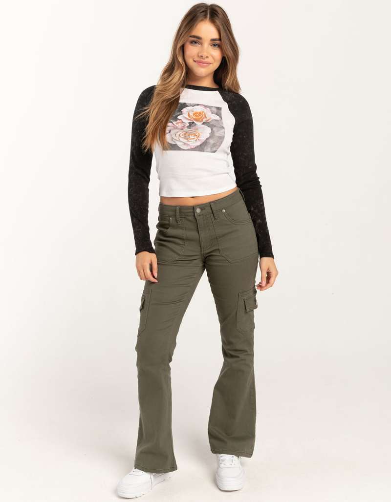 FULL TILT Flower Womens Long Sleeve Raglan Tee image number 1