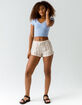 DESTINED Ribbed V-Neck Womens Light Blue Crop Tee image number 4