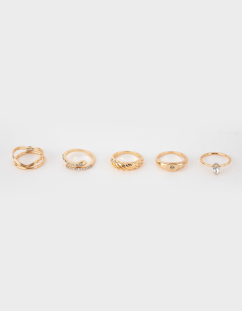 FULL TILT 7 Pack Dainty Rhinestone Ring Set image number 1
