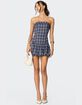 EDIKTED Plaid Strapless Bubble Mini Dress image number 2