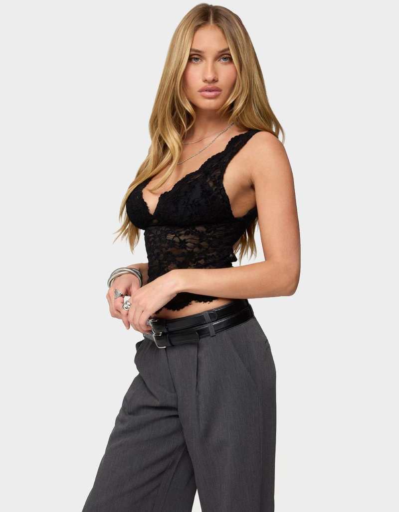 EDIKTED Araura Lace Velvet Floral Top image number 1