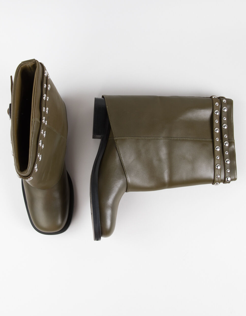 FREE PEOPLE Scorpio Studded Foldover Womens Boots - OLIVE - 9.5