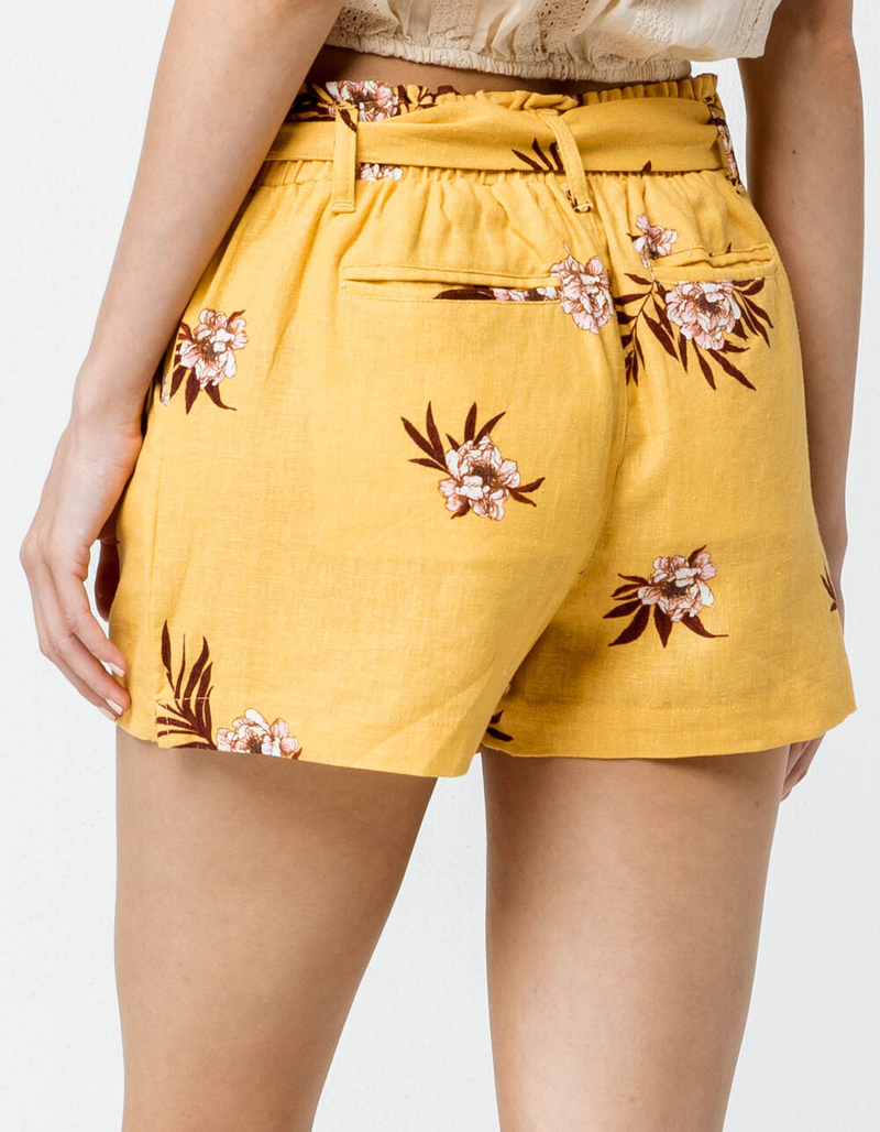 SKY AND SPARROW Floral Tie Front Linen Womens Shorts image number 2