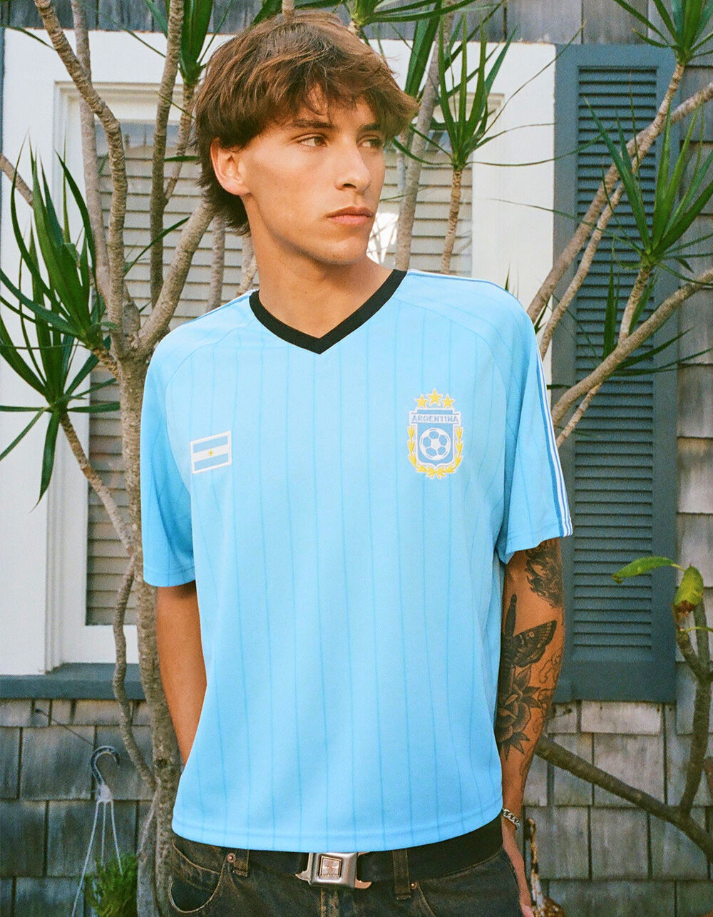 RSQ Mens Argentina Baggy Crop Soccer Jersey - LIGHT BLUE - M | Tillys