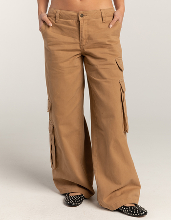 RSQ Womens Mid Rise Wide Leg Twill Cargo Pants Alternative Image