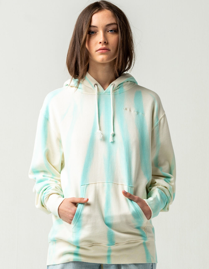 CHAMPION Feather Dye Lightweight Fleece Womens Hoodie LIGHT BLUE