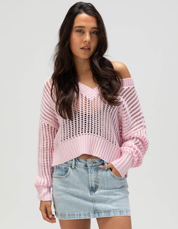 RSQ Womens Box Stitch V-Neck Sweater Primary Image