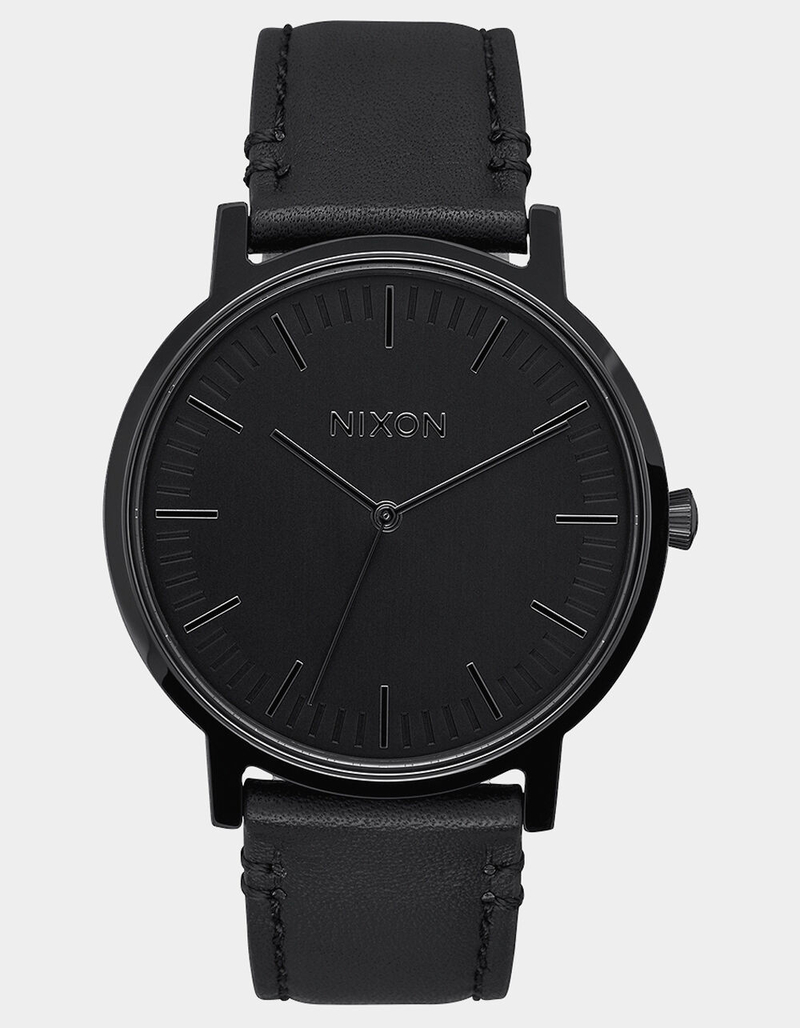 NIXON Porter Leather All Black Watch image number 0