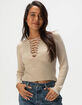 WEST OF MELROSE Lace Up Womens Long Sleeve Top image number 1
