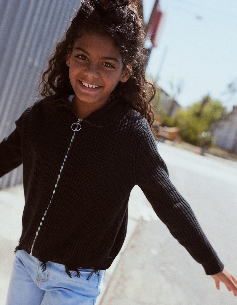 FULL TILT Zip Front Hooded Girls Sweater image number 0