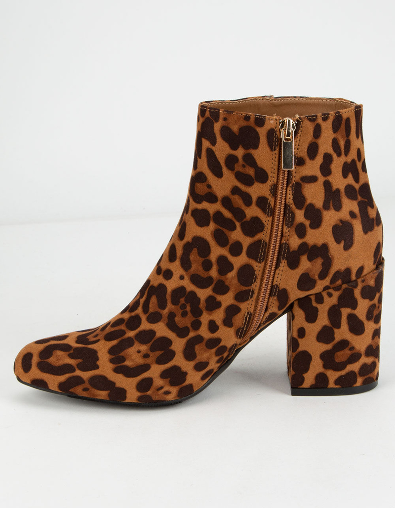 BAMBOO Block Heel Leopard Womens Booties image number 2