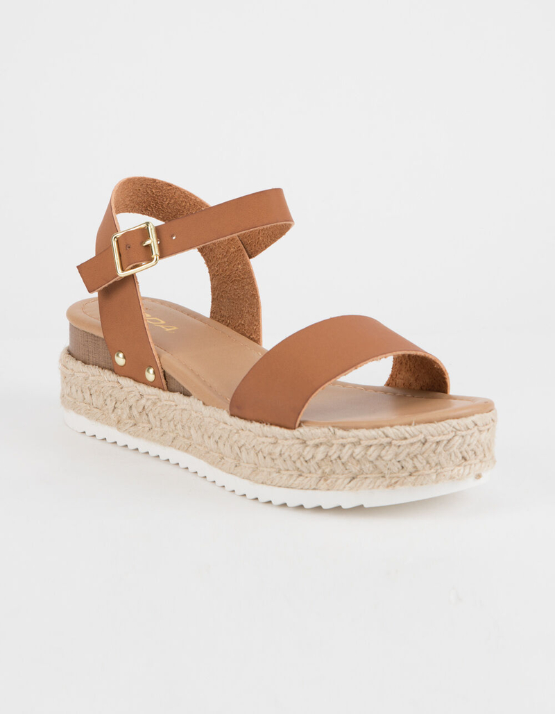 SODA Clip Tan Womens Espadrille Flatform Sandals image number 0