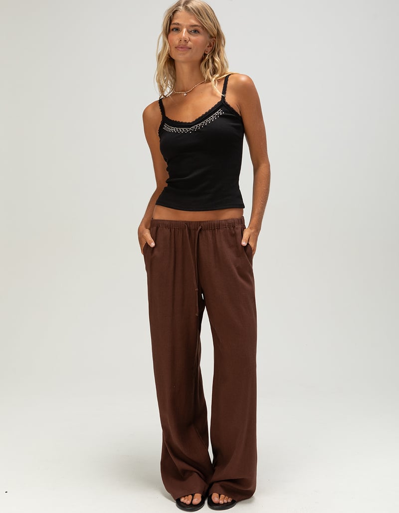 RSQ Womens Low Rise Pull On Linen Pants image number 0