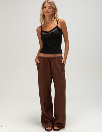 RSQ Womens Low Rise Pull On Linen Pants Primary Image