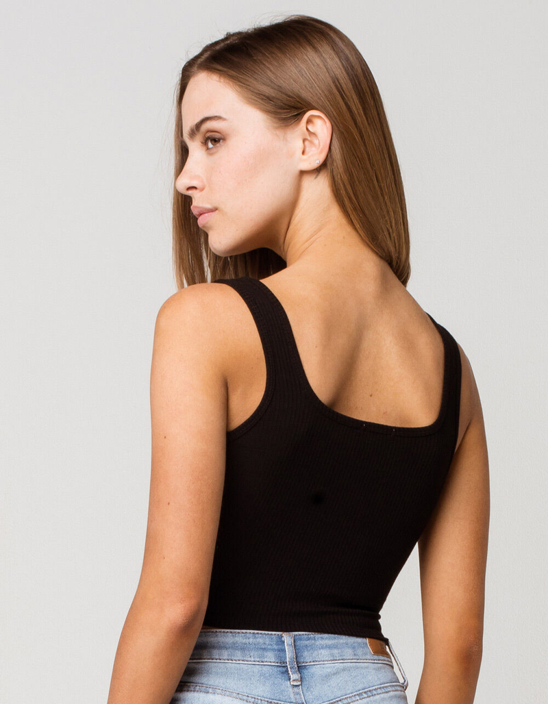 BOZZOLO Square Neck Womens Black Crop Tank Top image number 2