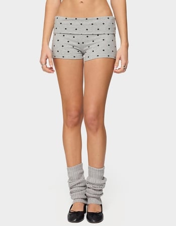 EDIKTED Chelsie Polka Dot Foldover Shorts Primary Image