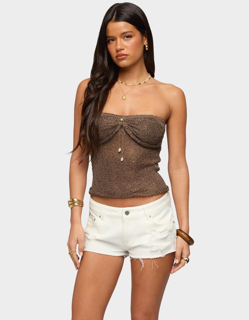 EDIKTED Dangling Charm Sequin Knit Top image number 0