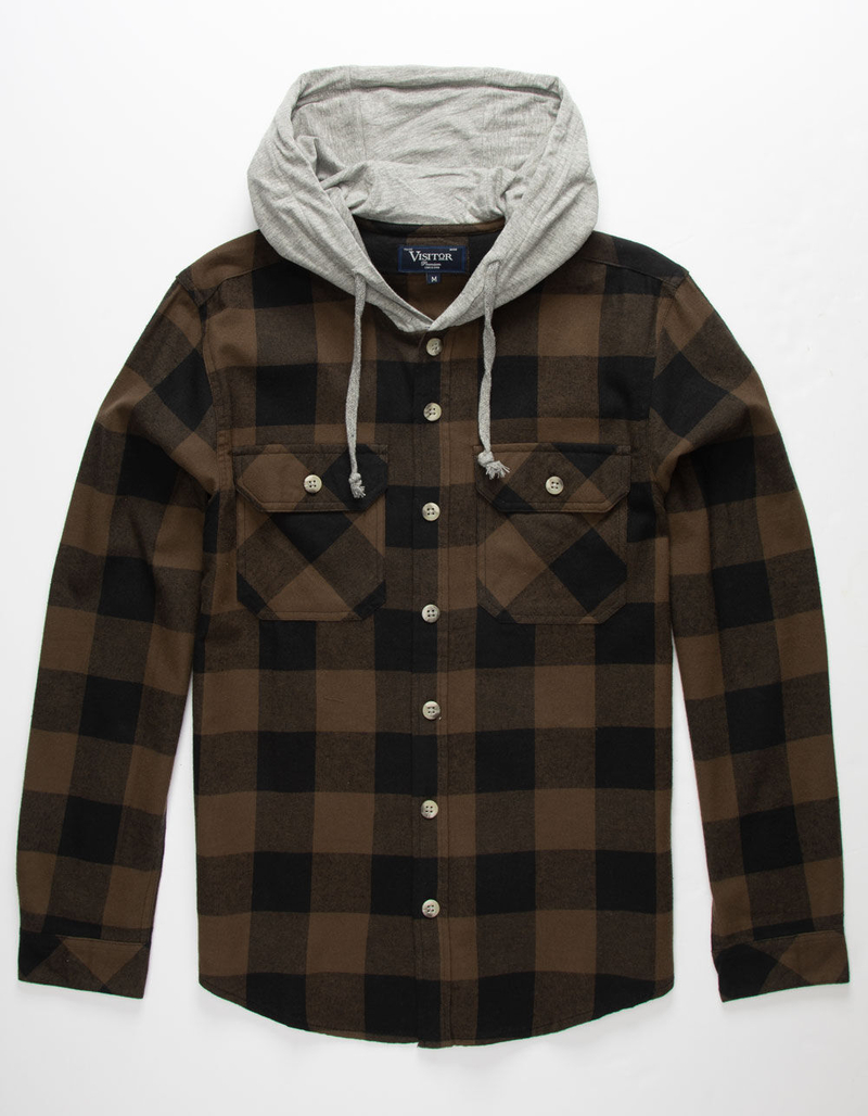 VSTR Buffalo Mens Hooded Flannel Shirt image number 0