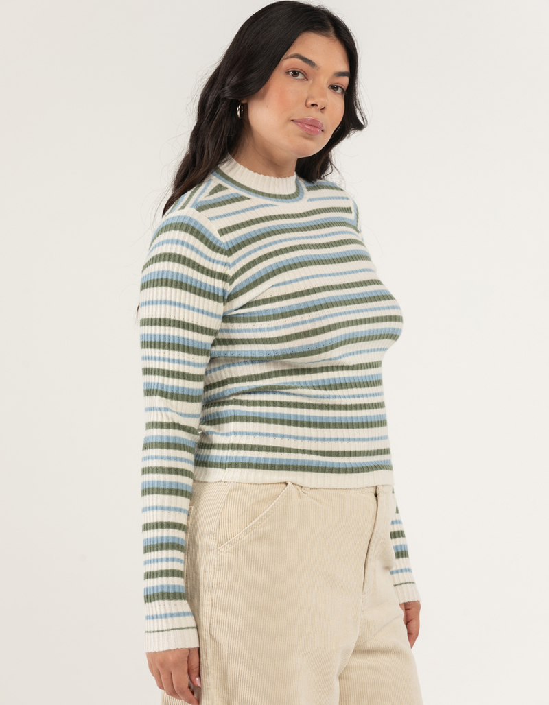 RSQ Womens Rib Stripe Mock Neck Pullover Sweater image number 5
