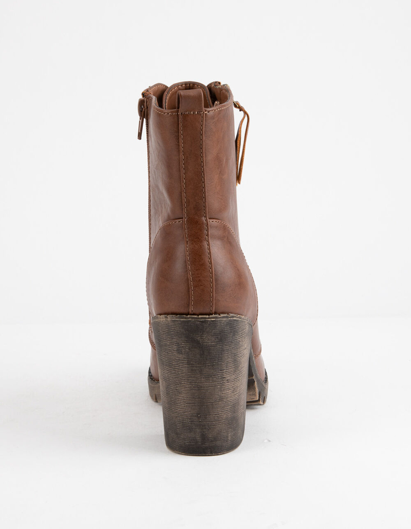 SODA Malia Tan Womens Heeled Combat Boots image number 3