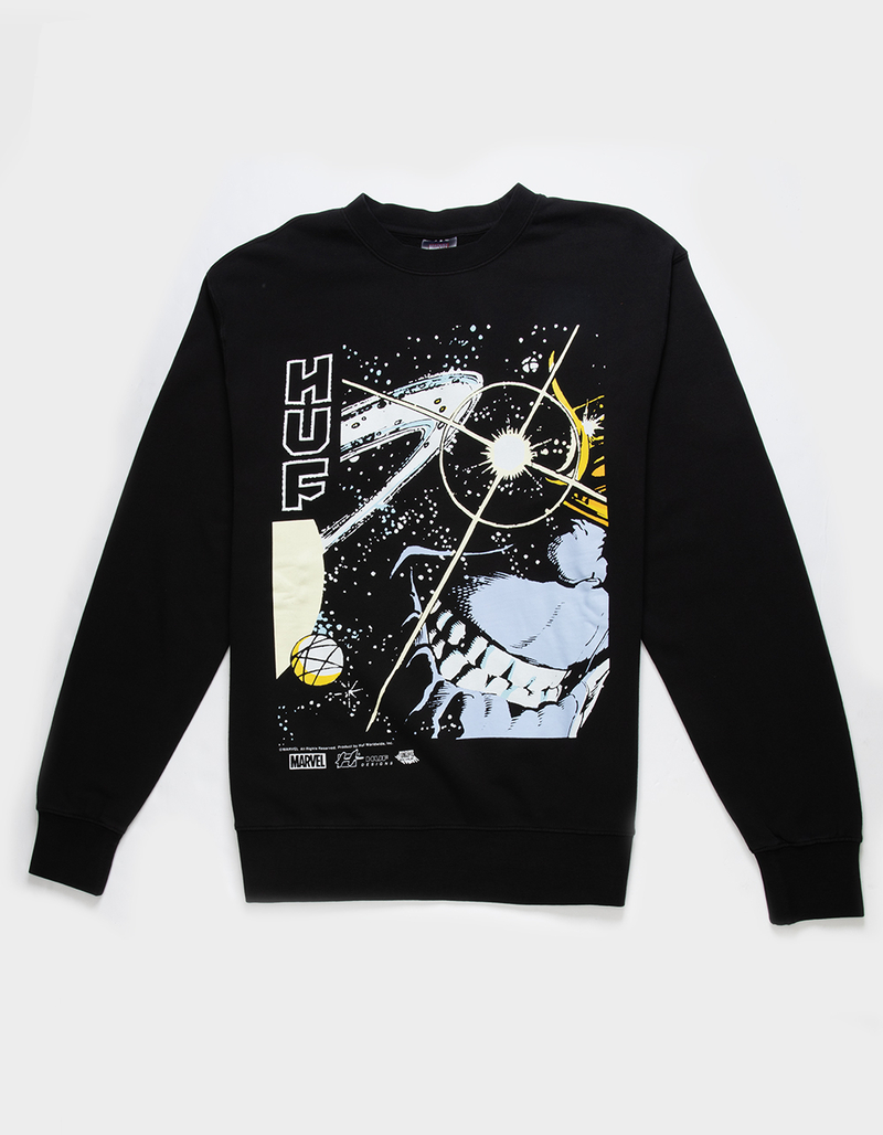 HUF x Avengers Thanos Mens Crewneck Fleece Sweatshirt image number 0