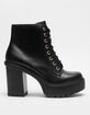 SODA Lace Up Womens Black Platform Booties image number 2