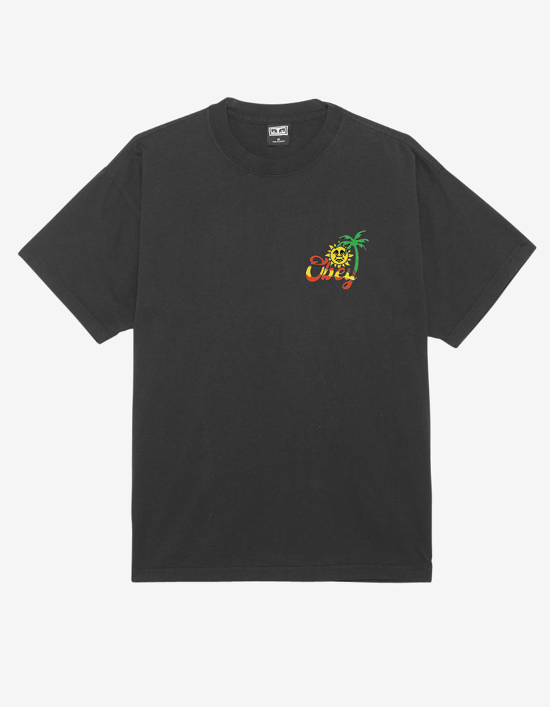 OBEY Island Of Obey Mens Heavyweight Tee - OFF-BLACK