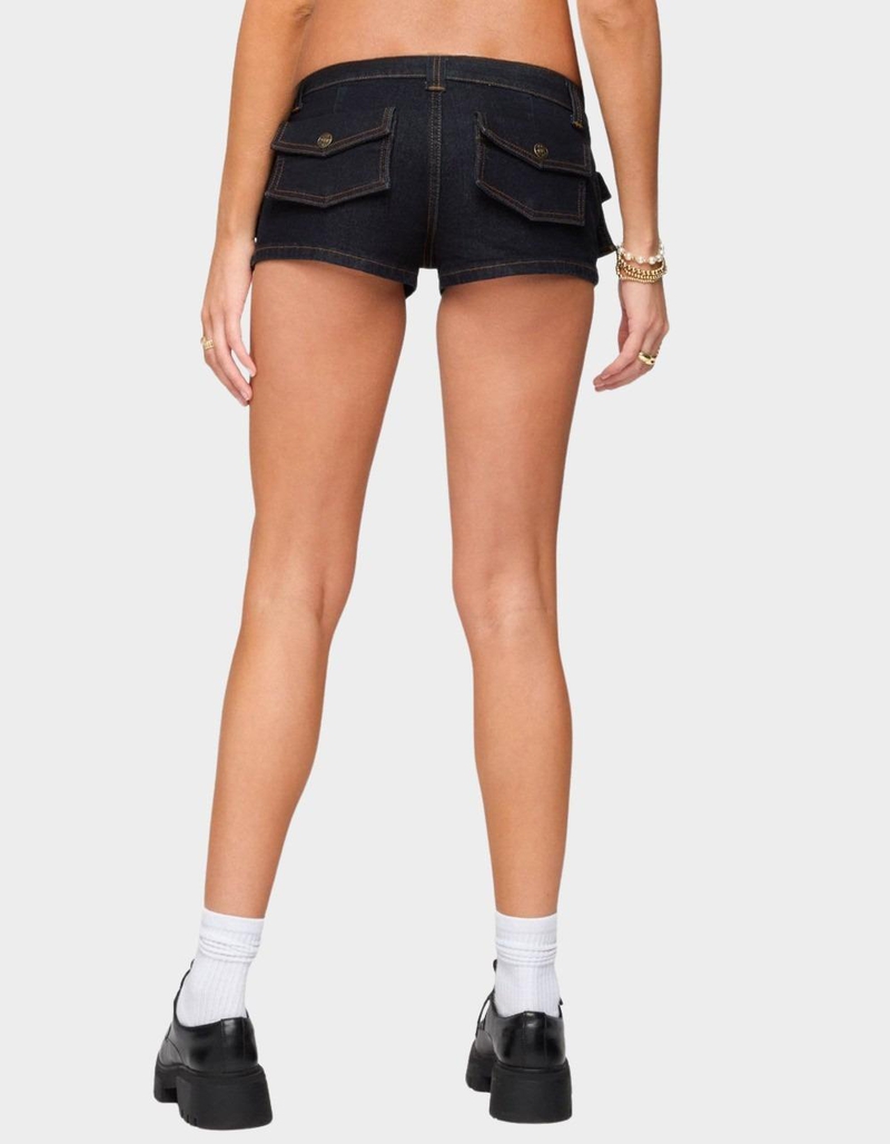 EDIKTED Cavella Stretchy Denim Micro Shorts image number 1