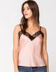 SAY WHAT? Solid Satin Lace Blush Womens Cami image number 1