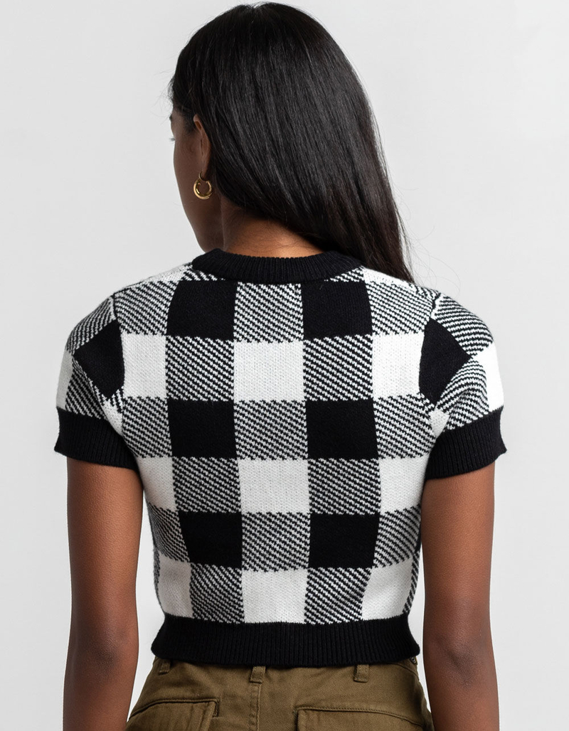 FULL TILT Womens Buffalo Plaid Crop Sweater image number 2