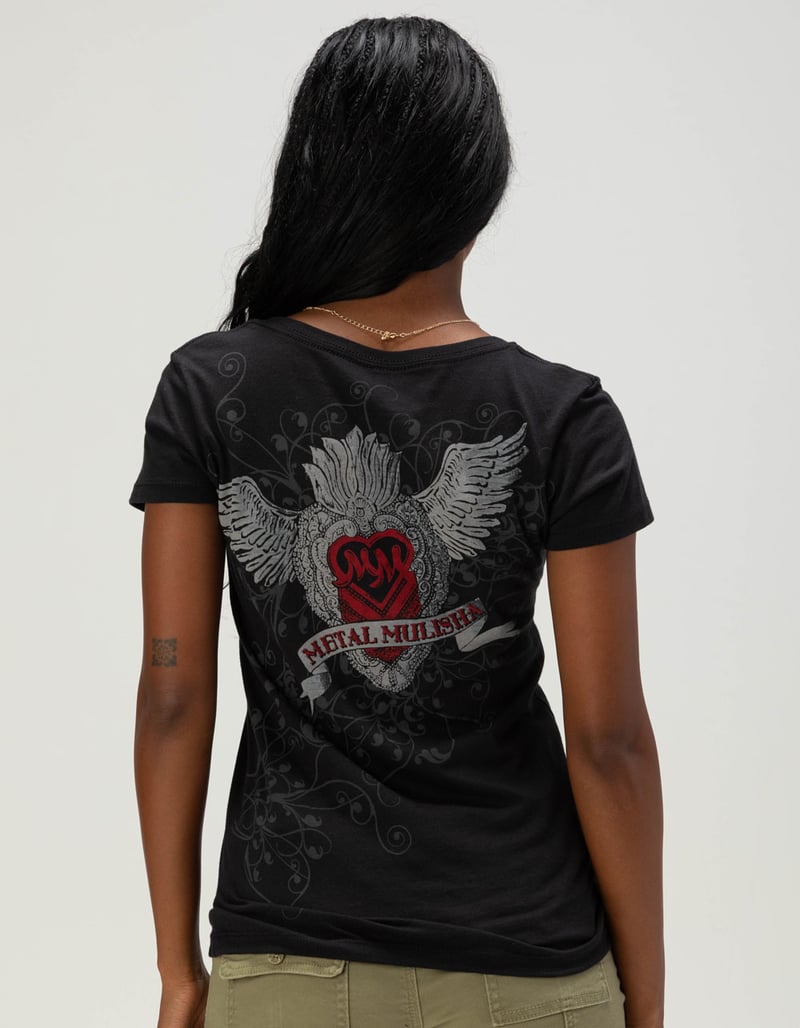 METAL MULISHA Domination Rhinestone Womens Fitted Tee image number 0