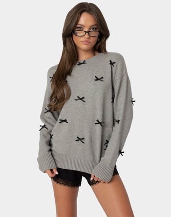 EDIKTED Satin Bow Oversized Sweater Primary Image