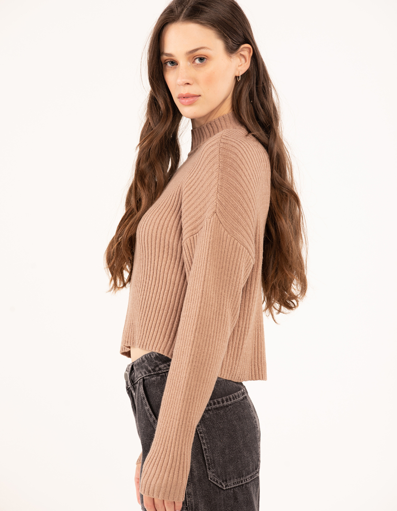 RSQ Womens Mock Neck Ribbed Drop Shoulder Sweater image number 5