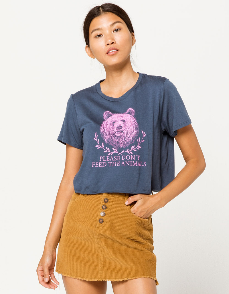 FULL TILT Don't Feed The Animals Womens Crop Tee image number 1