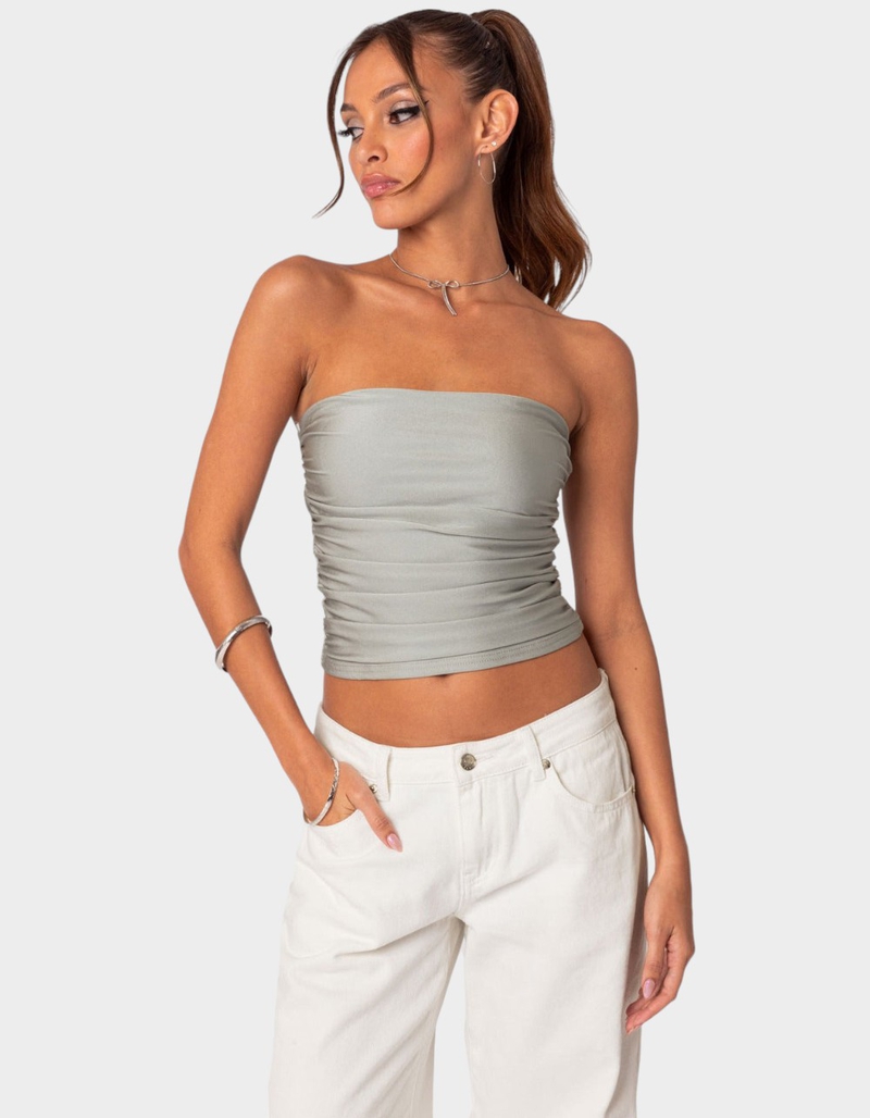 EDIKTED Maxeen Shiny Gathered Tube Top image number 0