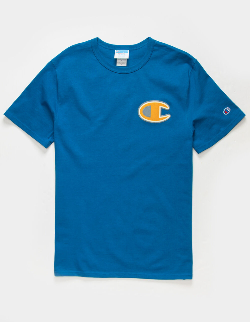 CHAMPION Infused Felt "C" Mens Blue T-Shirt image number 0
