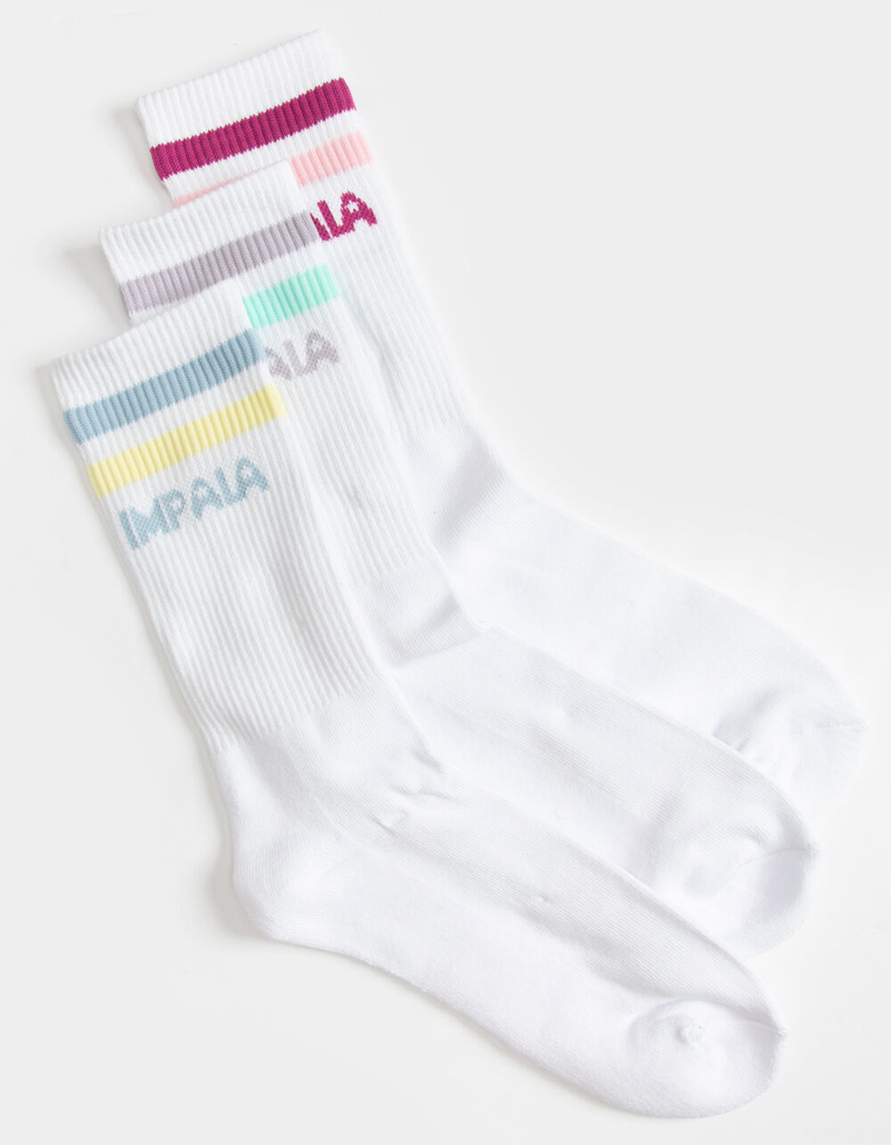 IMPALA Stripe 3 Pack Womens Crew Socks image number 0