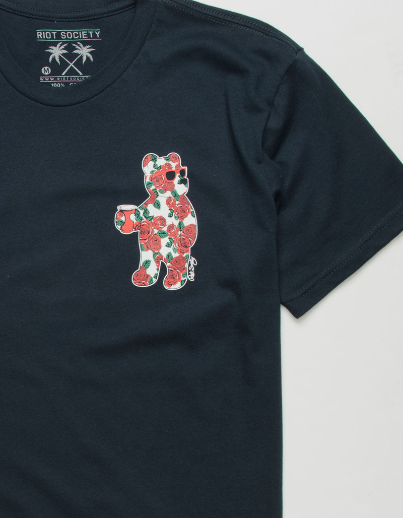 RIOT SOCIETY Rose Cup Bear Mens T-Shirt image number 1