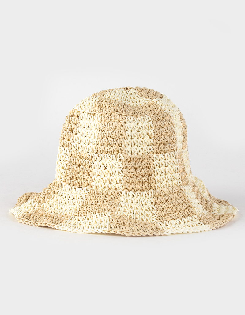 Straw Checkered Womens Bucket Hat image number 1