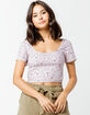 IVY & MAIN Floral Structured Lavender Womens Crop Top image number 1