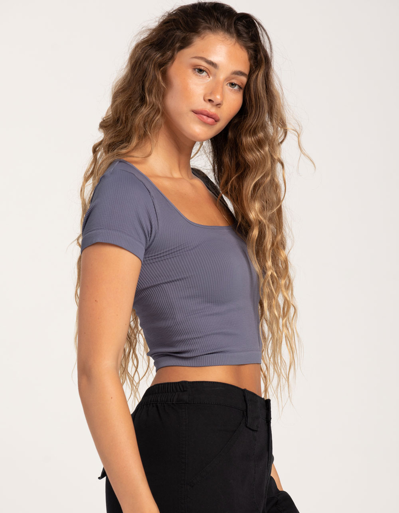 FULL TILT Seamless Square Neck Womens Crop Top image number 1
